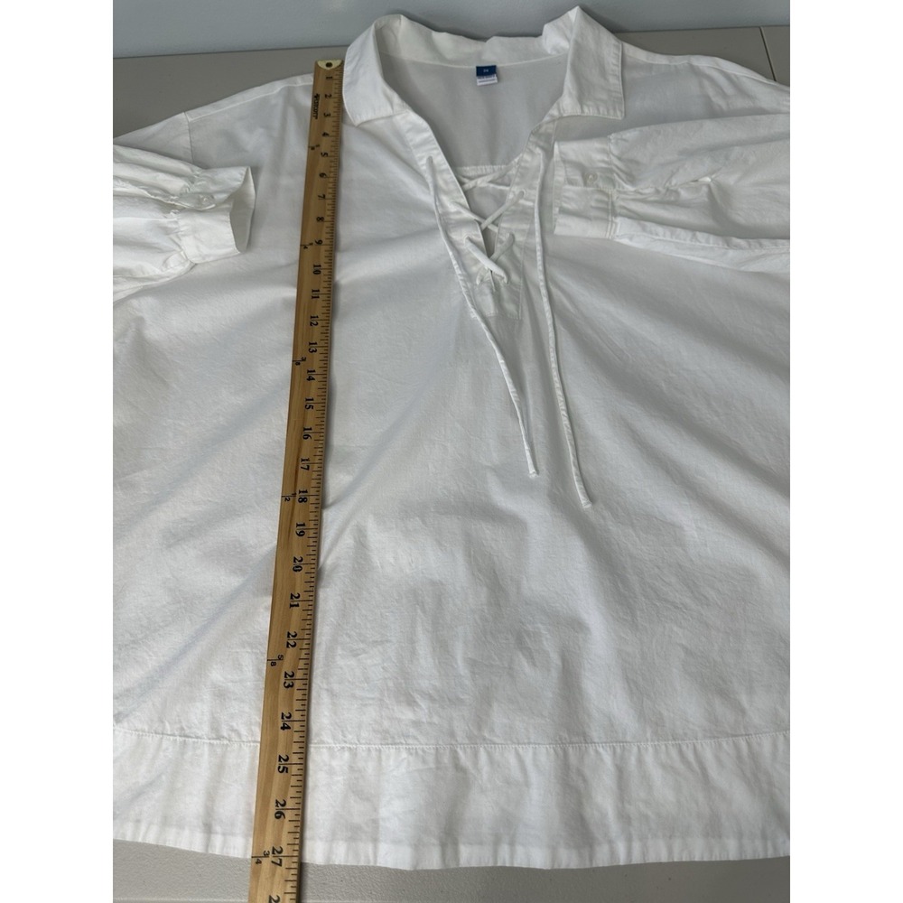 Old Navy Lace Up Popover Shirt Size 2X White - Picture 5 of 11